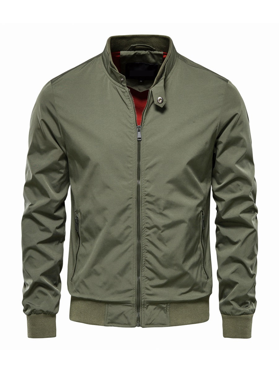 Men's Zip-Up Jacket with High Collar