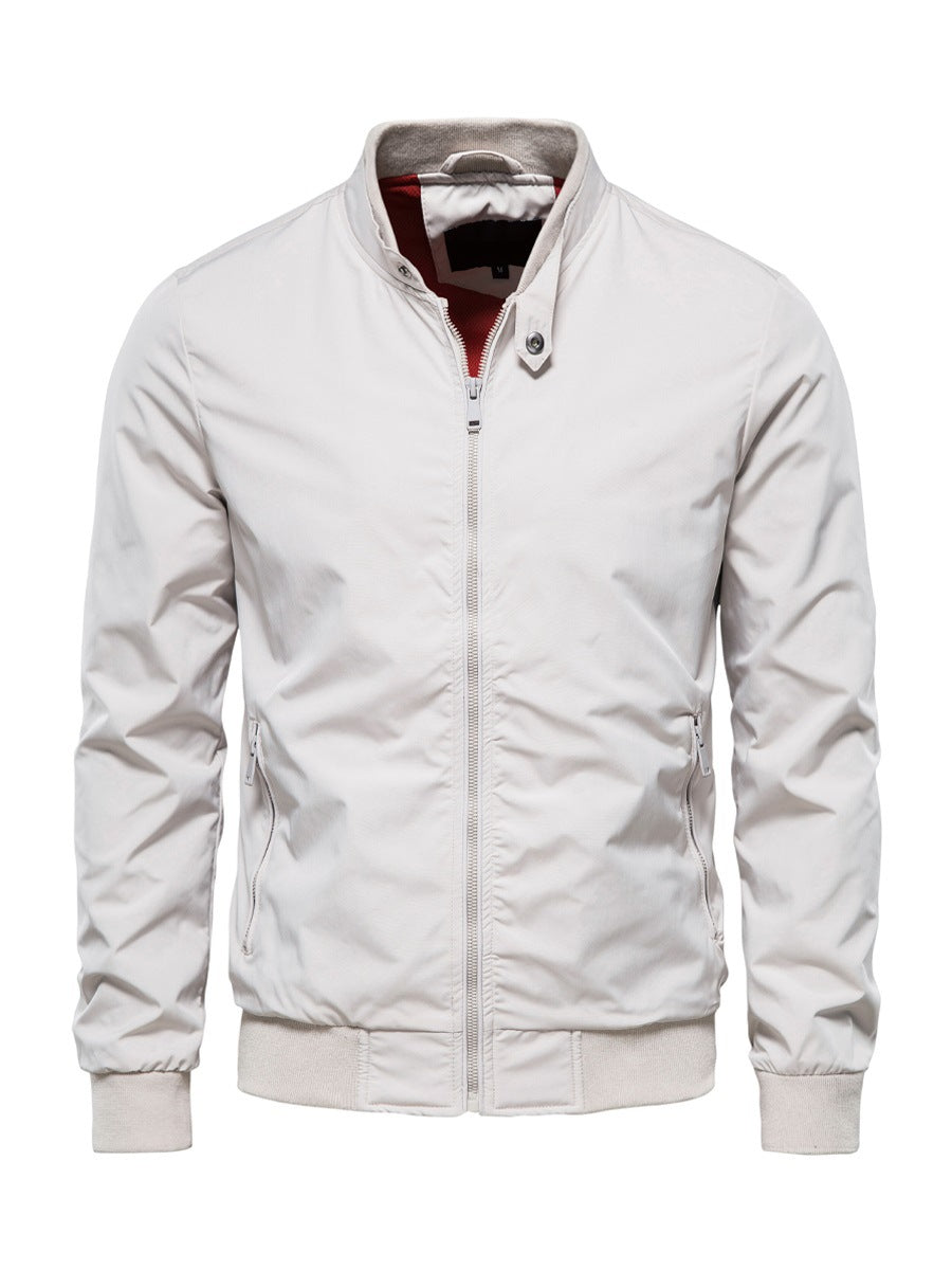 Men's Zip-Up Jacket with High Collar