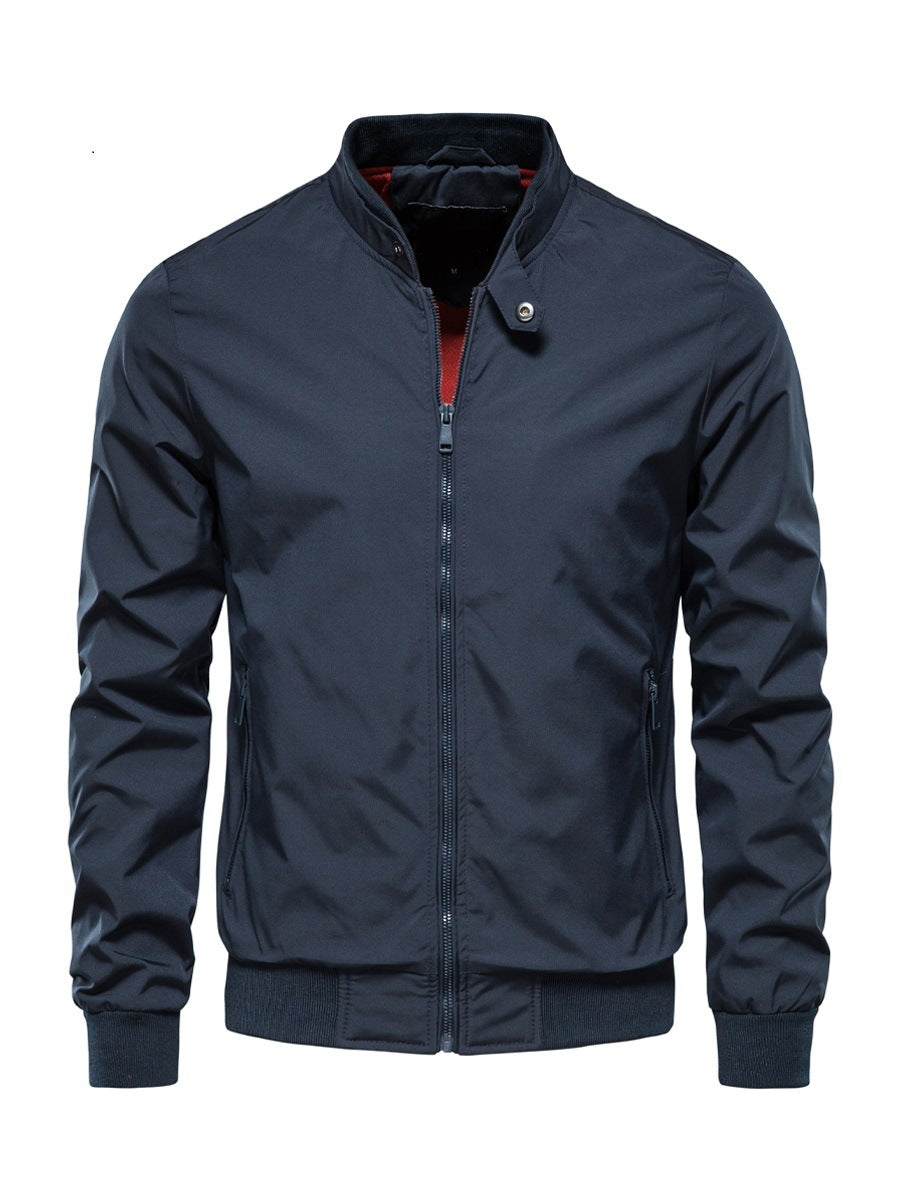 Men's Zip-Up Jacket with High Collar