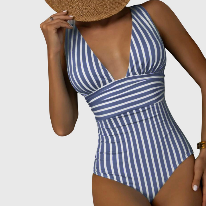 Women’s Tailored Swimsuit – V-Neck, Suitable for Summer and Beach Use