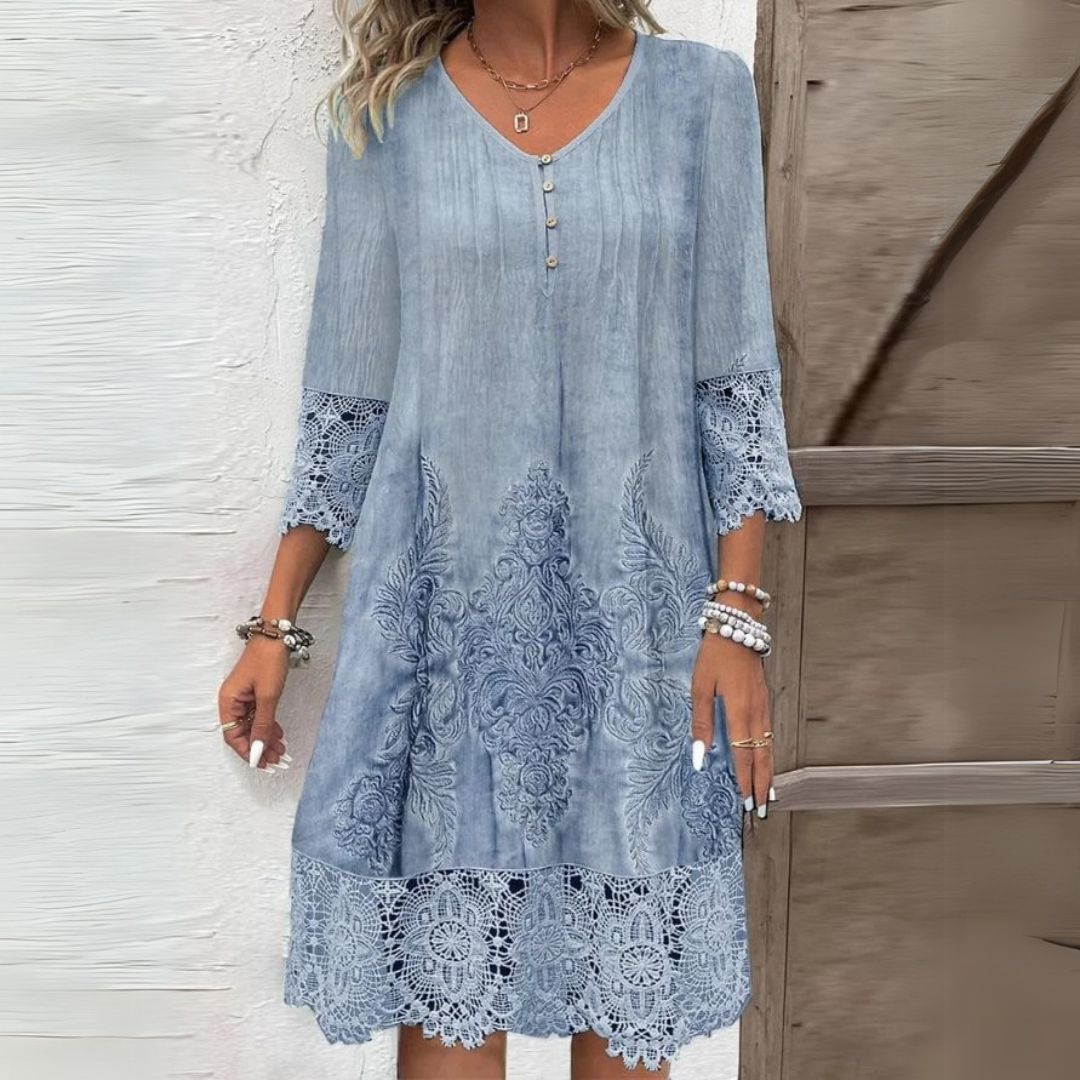 Greta | Women's Vintage Lace Trim Shift Dress
