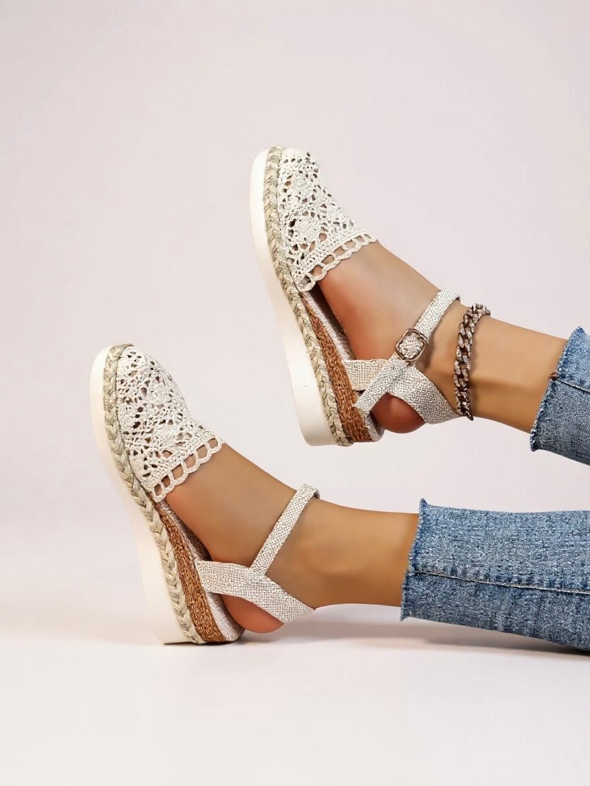 Grace | Boho Platform Sandals Crochet Woven Espadrille Women