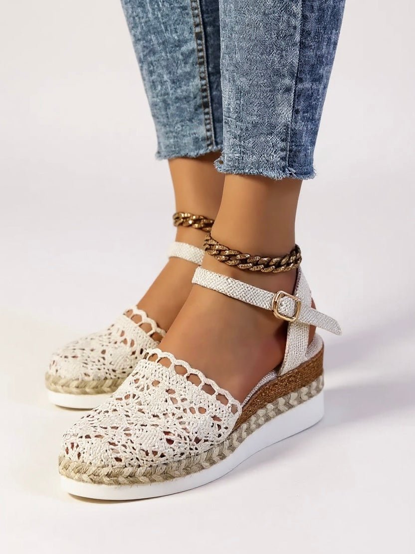 Grace | Boho Platform Sandals Crochet Woven Espadrille Women