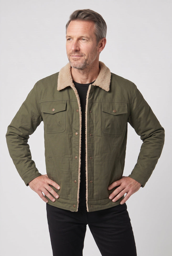 Bomber Jacket with Fleece Collar for Men