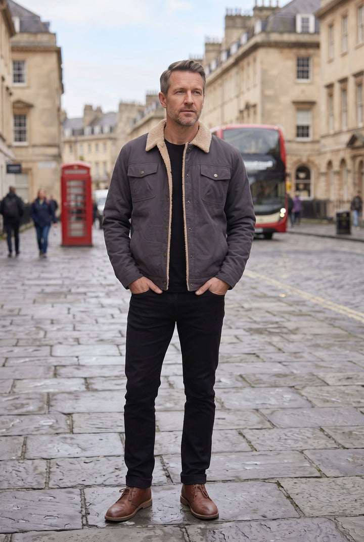 Bomber Jacket with Fleece Collar for Men