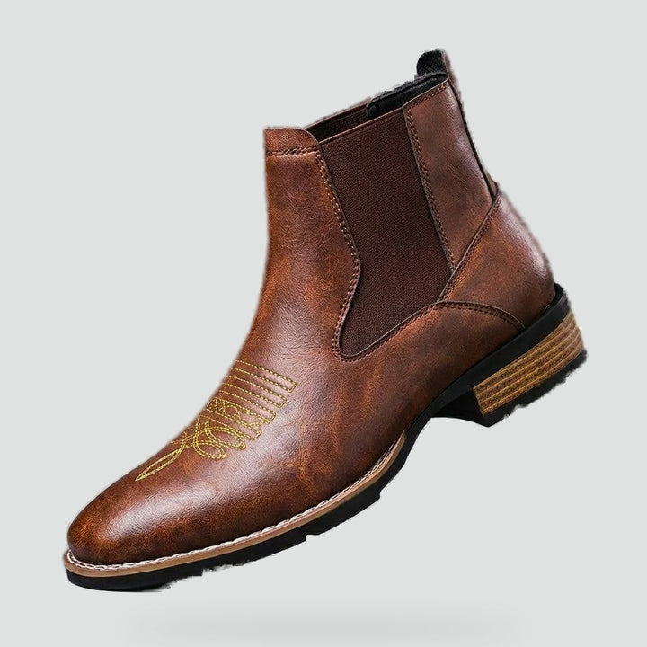 Men's Chelsea Boots with Embroidered Toe