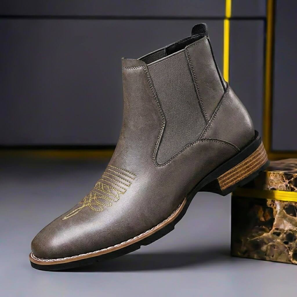 Men's Chelsea Boots with Embroidered Toe