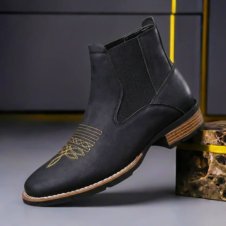 Men's Chelsea Boots with Embroidered Toe