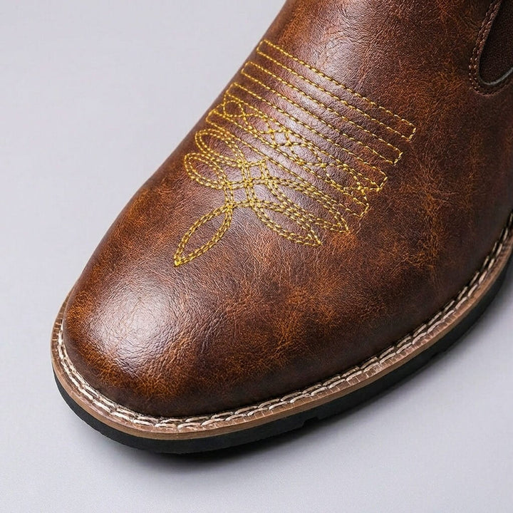 Men's Chelsea Boots with Embroidered Toe
