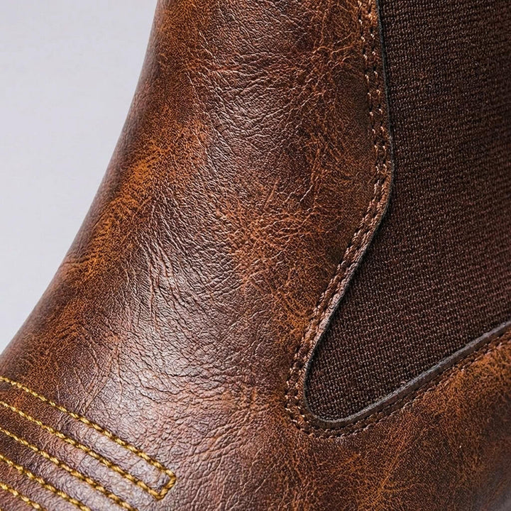 Men's Chelsea Boots with Embroidered Toe