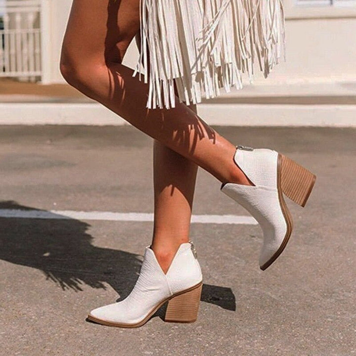 Bada Suede Ankle Boots with Heel and Pointed Toe, view 7 - Elena Harper