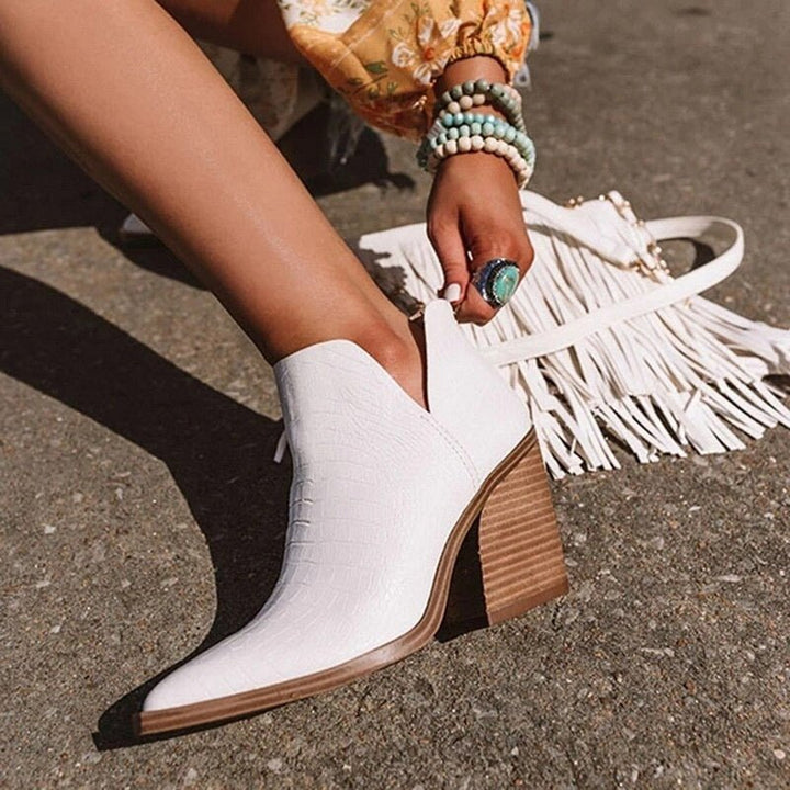 Bada Suede Ankle Boots with Heel and Pointed Toe, view 3 - Elena Harper