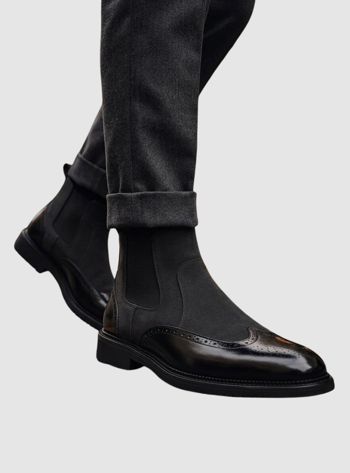 Men's Suede Chelsea Boots with Perforated Details