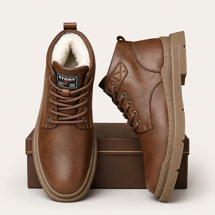 Men's Fur-Lined Lace-Up Ankle Boots