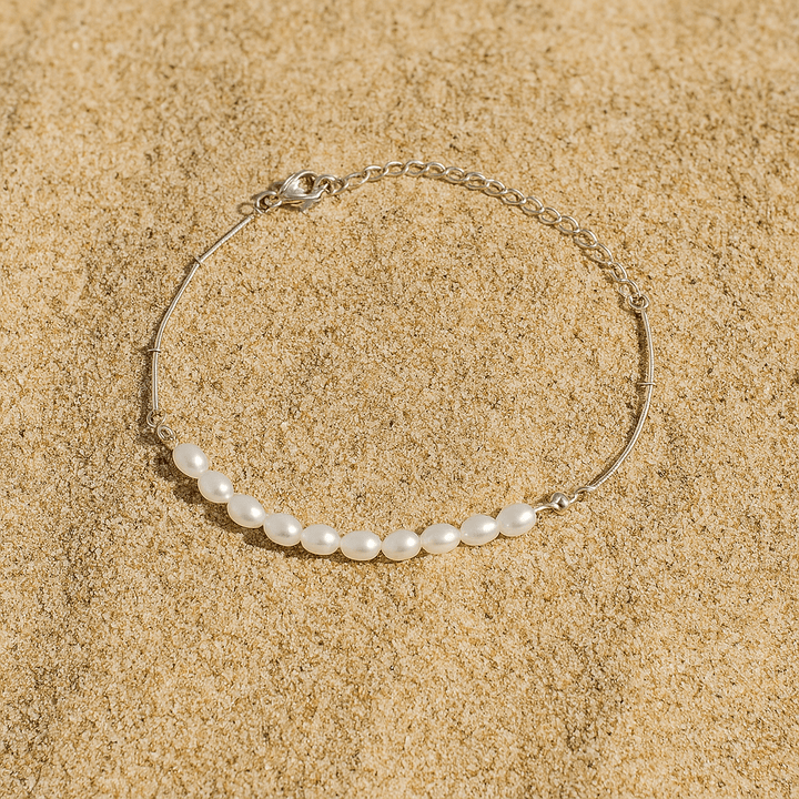 Credenza Bracelet – White Pearls and Gold or Silver Plating