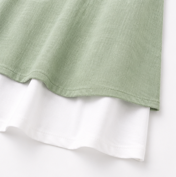 Breezella Layered Summer Swing Dress, Sleeveless Two-Piece-like Design, view 8 - Elena Harper