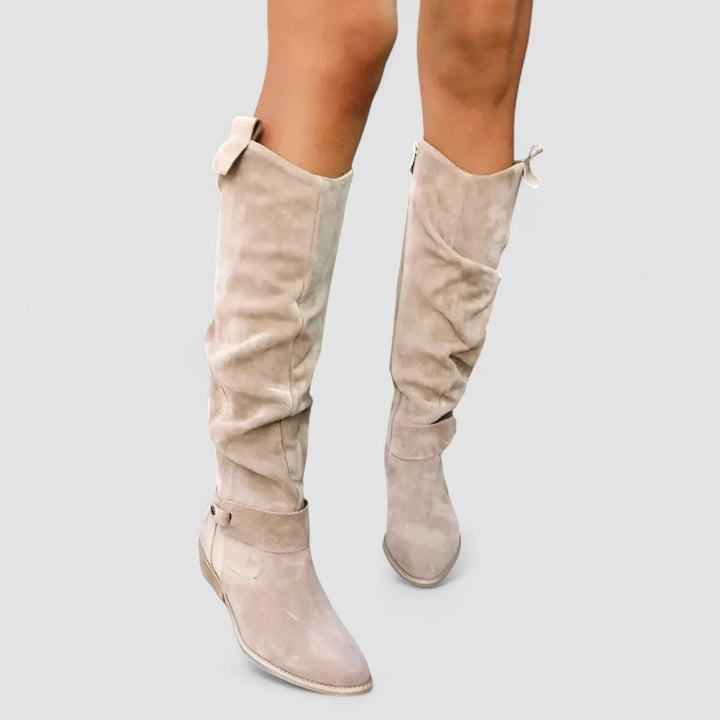 Ailsa | Women's Knee-High Slip-On Boots with Pull Tab