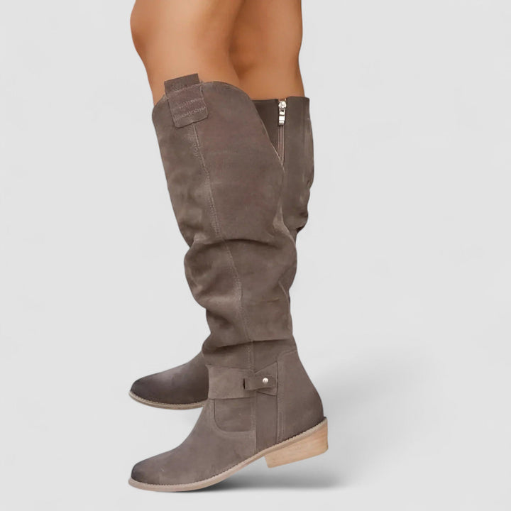Ailsa | Women's Knee-High Slip-On Boots with Pull Tab