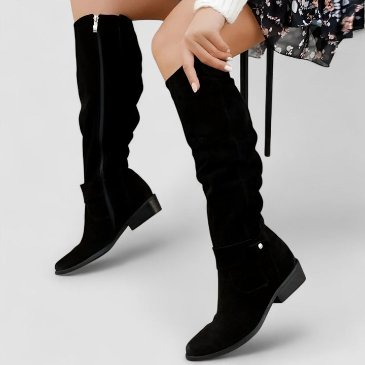 Ailsa | Women's Knee-High Slip-On Boots with Pull Tab