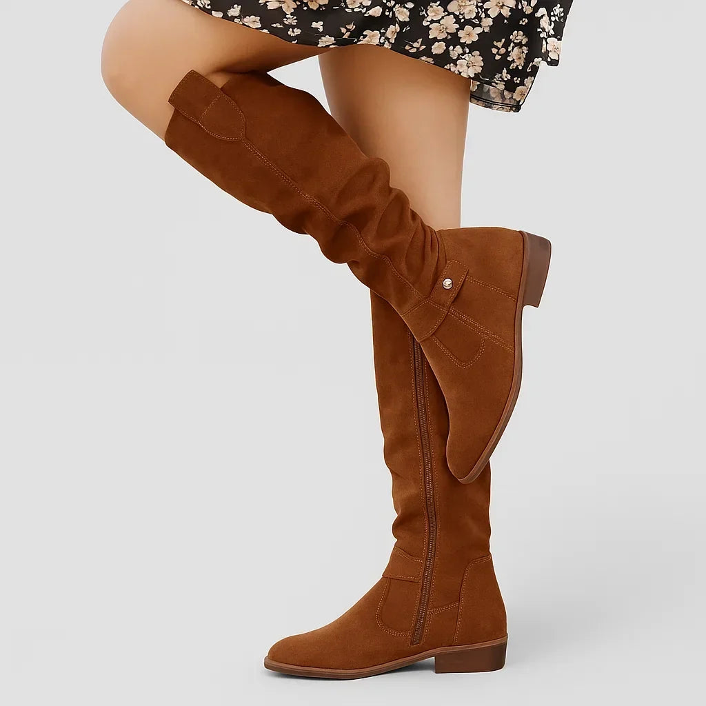 Ailsa | Women's Knee-High Slip-On Boots with Pull Tab