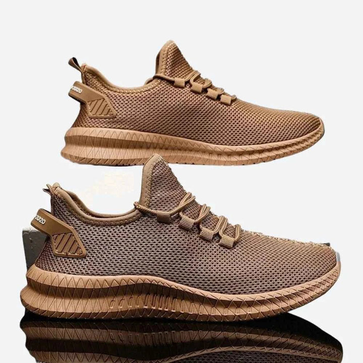 Men's Chunky Sole Sneakers – Breathable Knitted Lace-Up Shoe