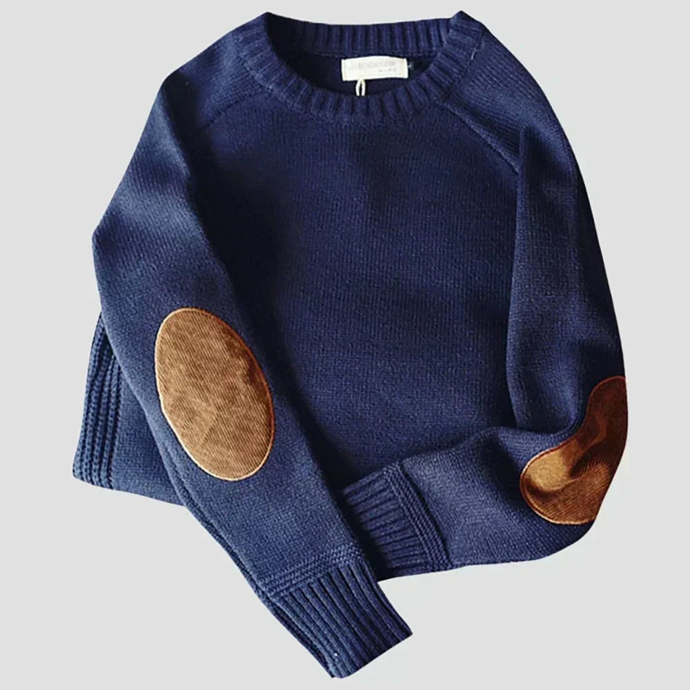 Fabian | Men's Classic Knit Sweater with Elbow Patches for Winter