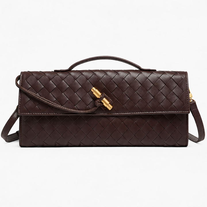 Brown Woven Clutch Bag Evening Shoulder