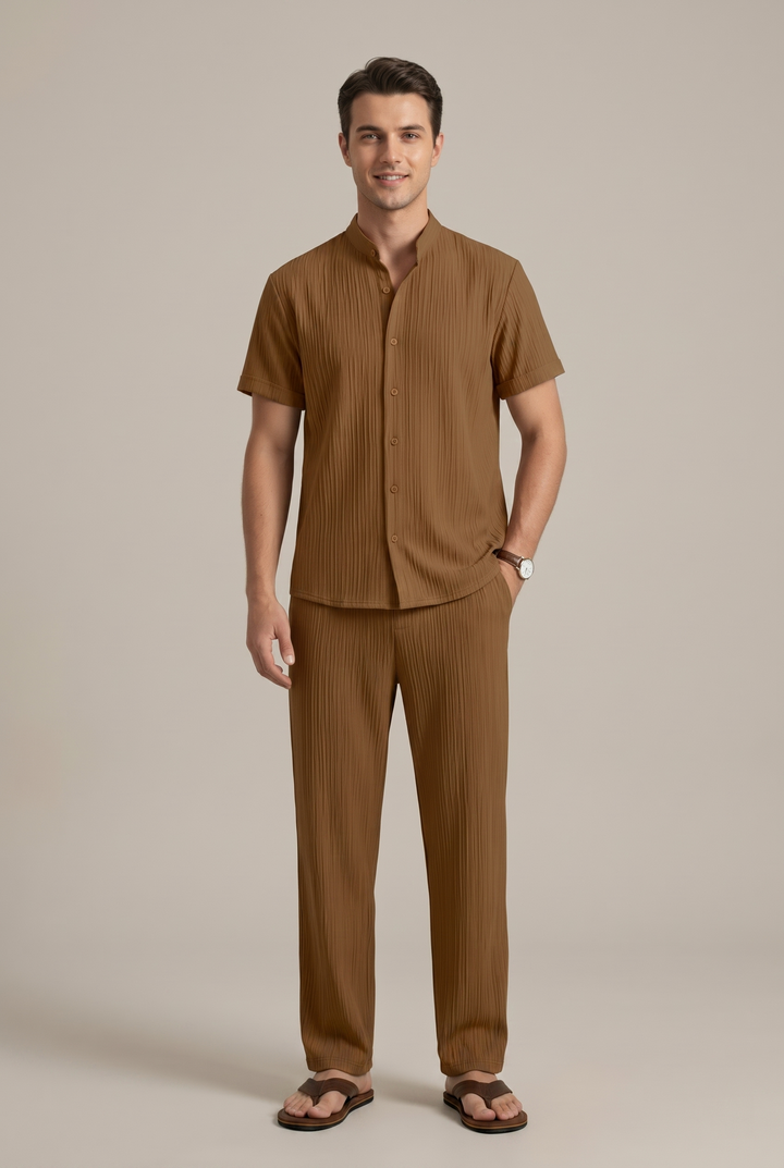 Men's Relaxed Striped Two-Piece Coordinated Set, view 3 - Elena Harper