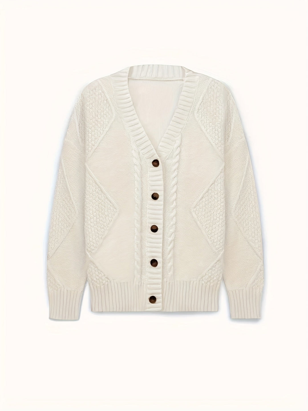 Aurélie - Elegant Cabled Cardigan V-Neck