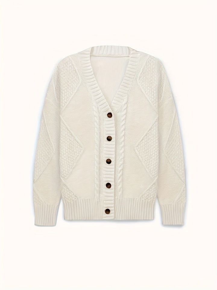 Aurélie - Elegant Twisted Knit Cardigan V-Neck