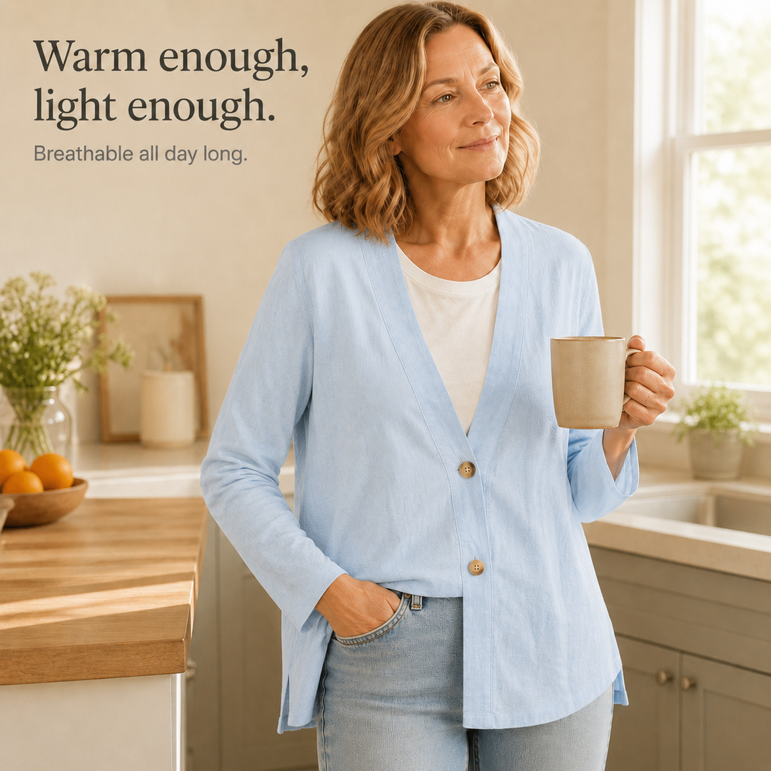 Drapelle Breathable Knit V-Neck Cardigan - Elena Harper