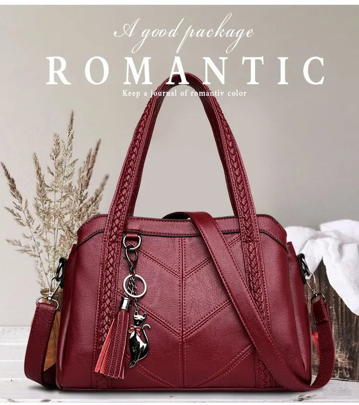 Grace Leather Handbag, view 5 - Elena Harper
