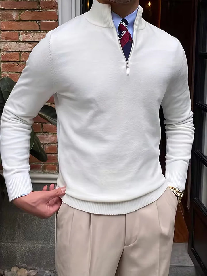 Thomas - Elegant Zip Mock Neck Sweater