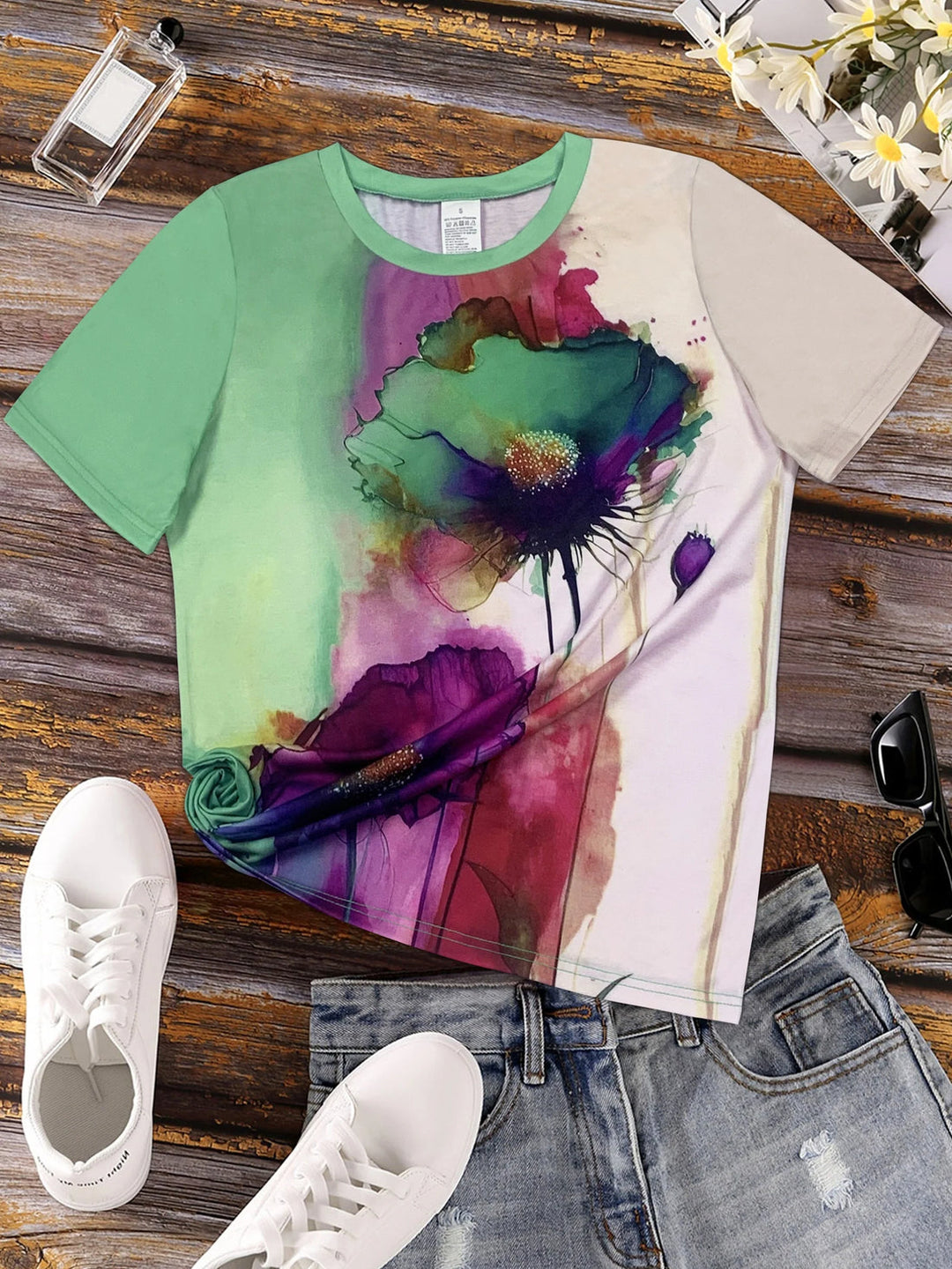 Fabienne - Short Sleeve Floral Print T-Shirt