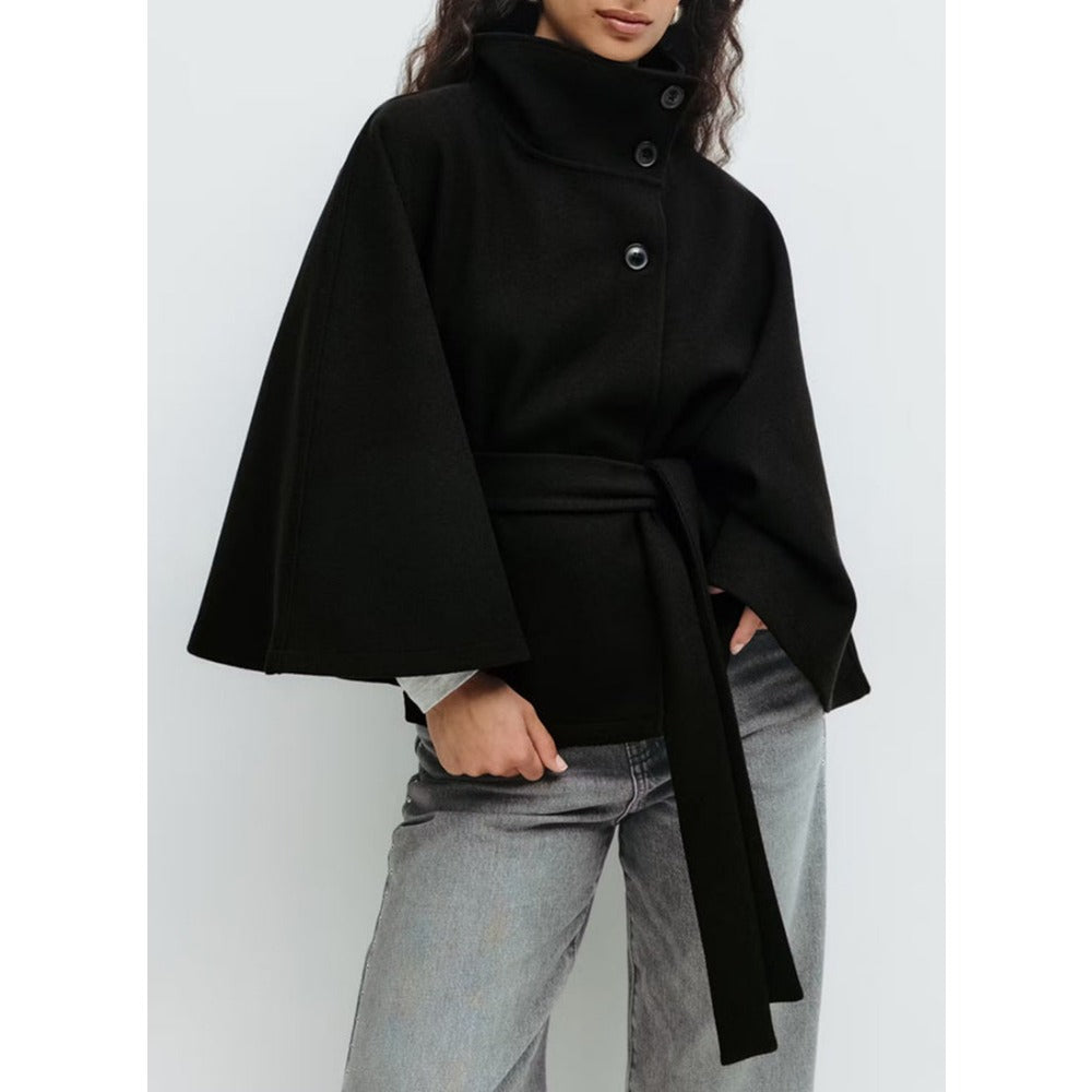 High Collar Cape Coat for Women – Luxury and Elegant Winter Coat