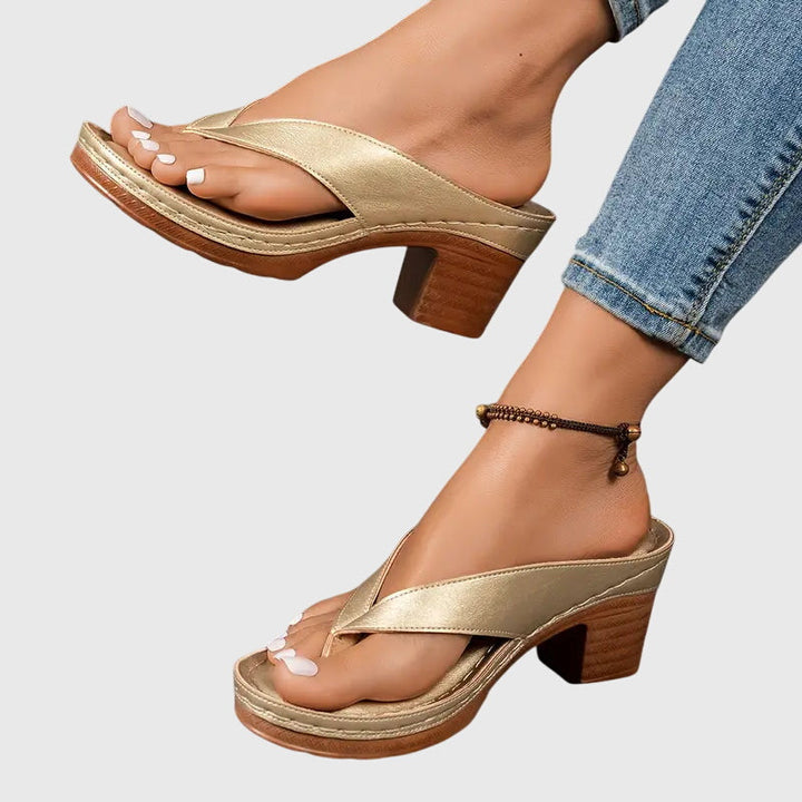 Women's Orthopaedic Sandals with Mid Height Heel for Summer