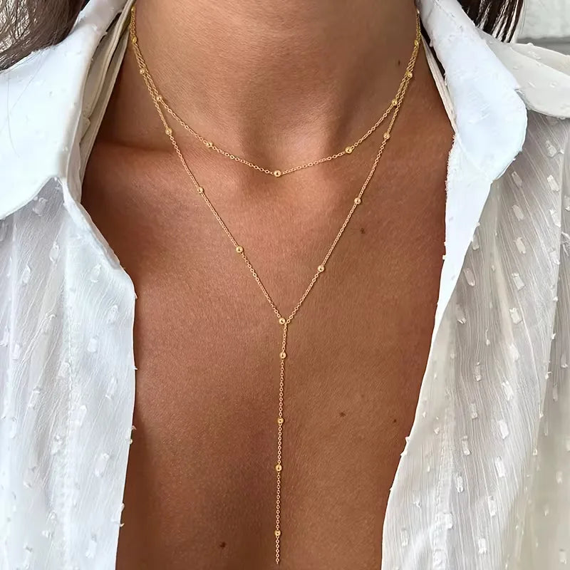 Rice Pearl and Fringe Necklace - Elegant and Delicate