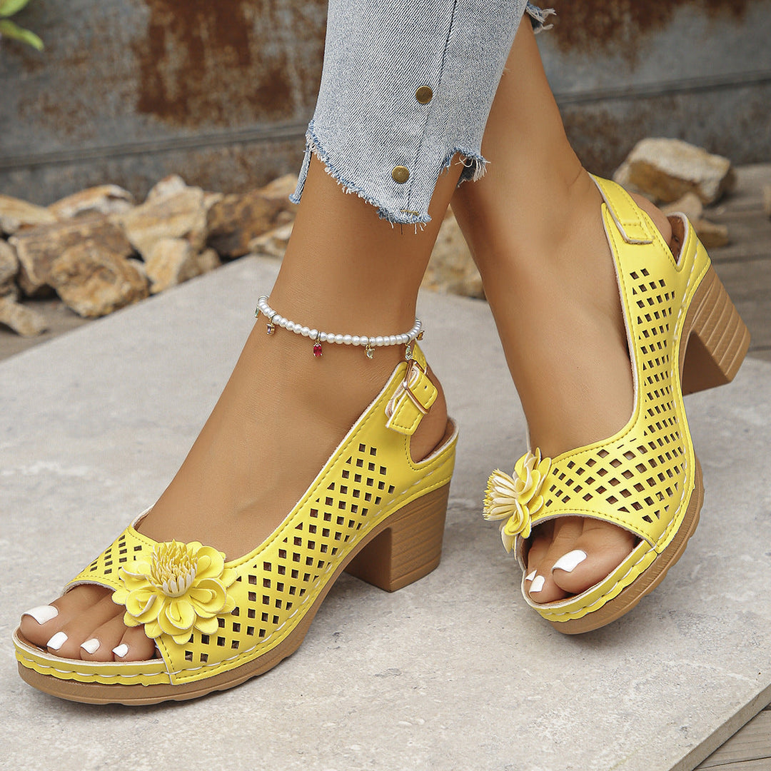 Giona Stylish Floral Wedge Sandals - Elena Harper