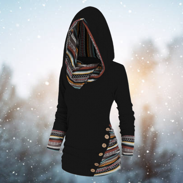 Matilda | Warmer Fleece Hoodie with Boho Pattern