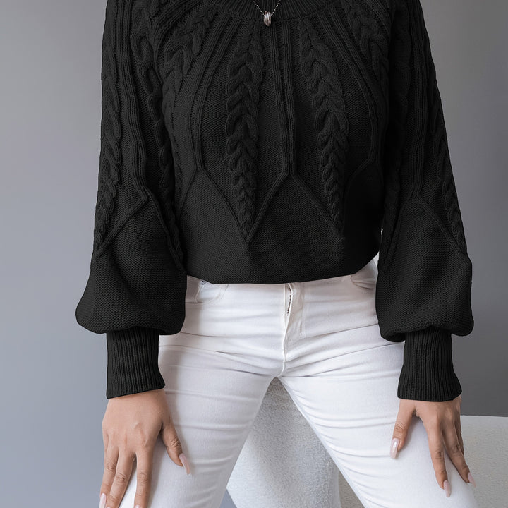 Sophie - Elegant Cable-Knit Sweater with Puff Sleeves