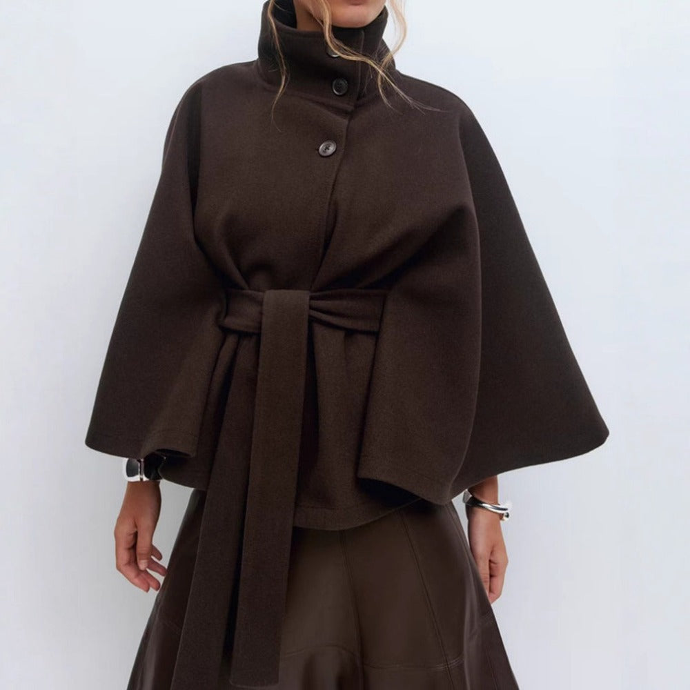 High Collar Cape Coat for Women – Luxury and Elegant Winter Coat