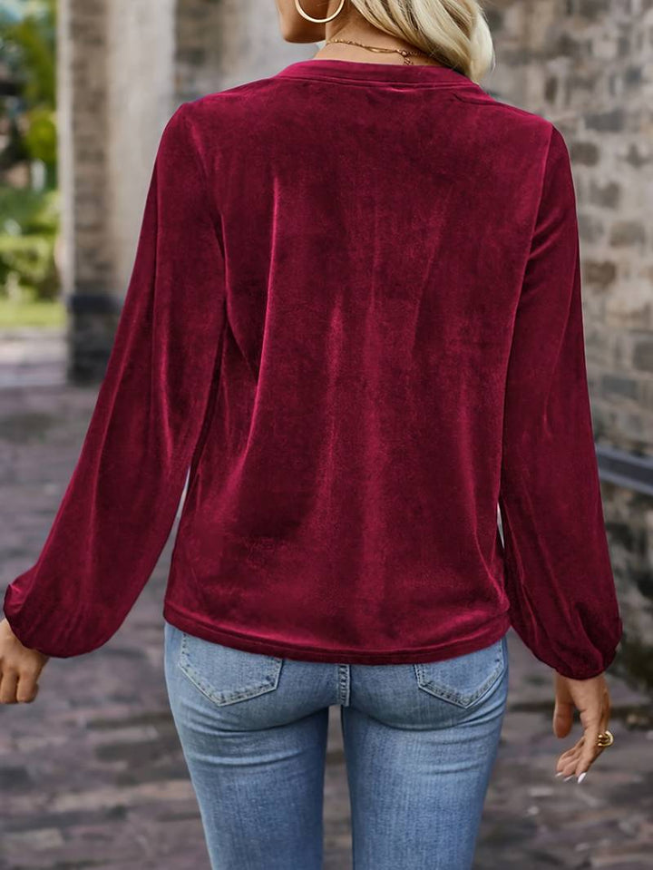 Lihi Comfortable Long Sleeve Top with V-Neck, view 7 - Elena Harper