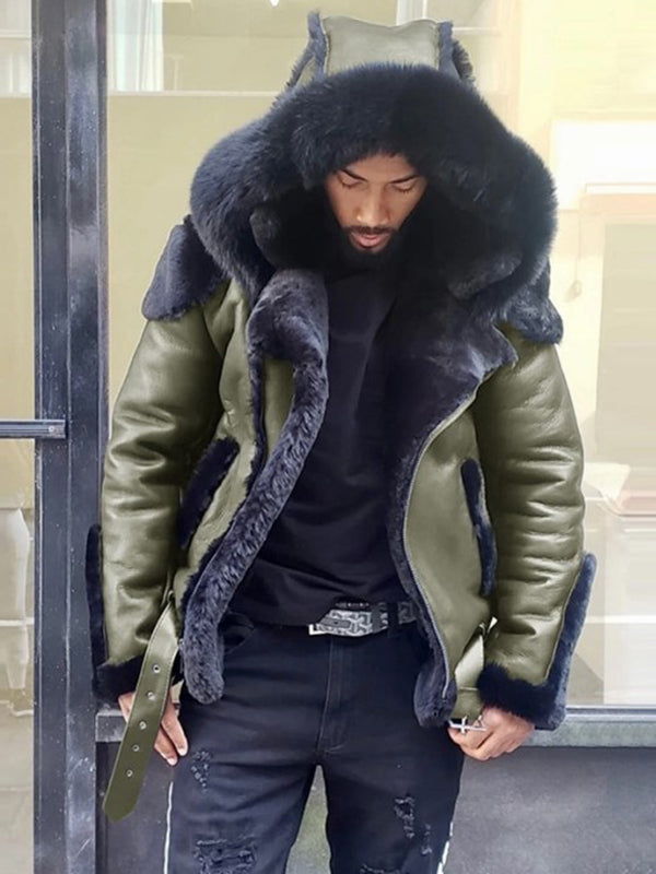 Adrian Men's Jacket with Faux Fur Hood, view 4 - Elena Harper