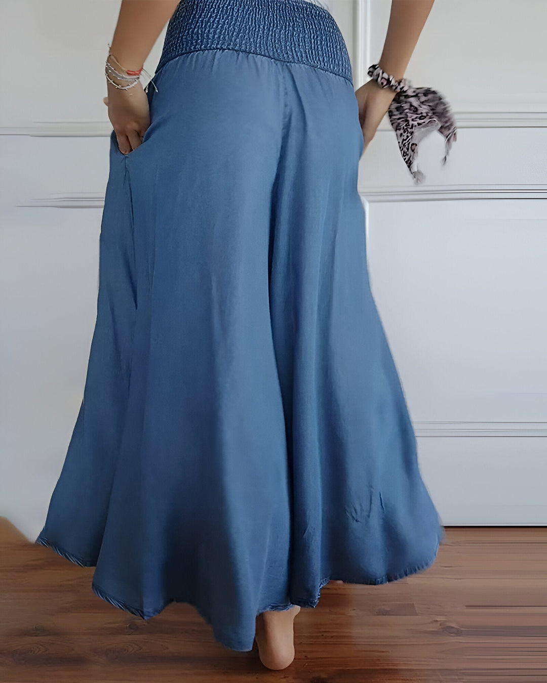 Women's Flowy Smocked Maxi Skirt with Pockets - Effortless Style
