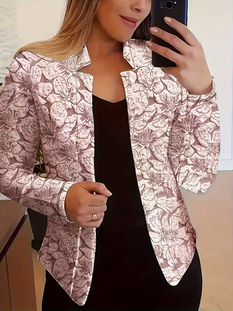 Women's Floral Blazer with Structured Collar