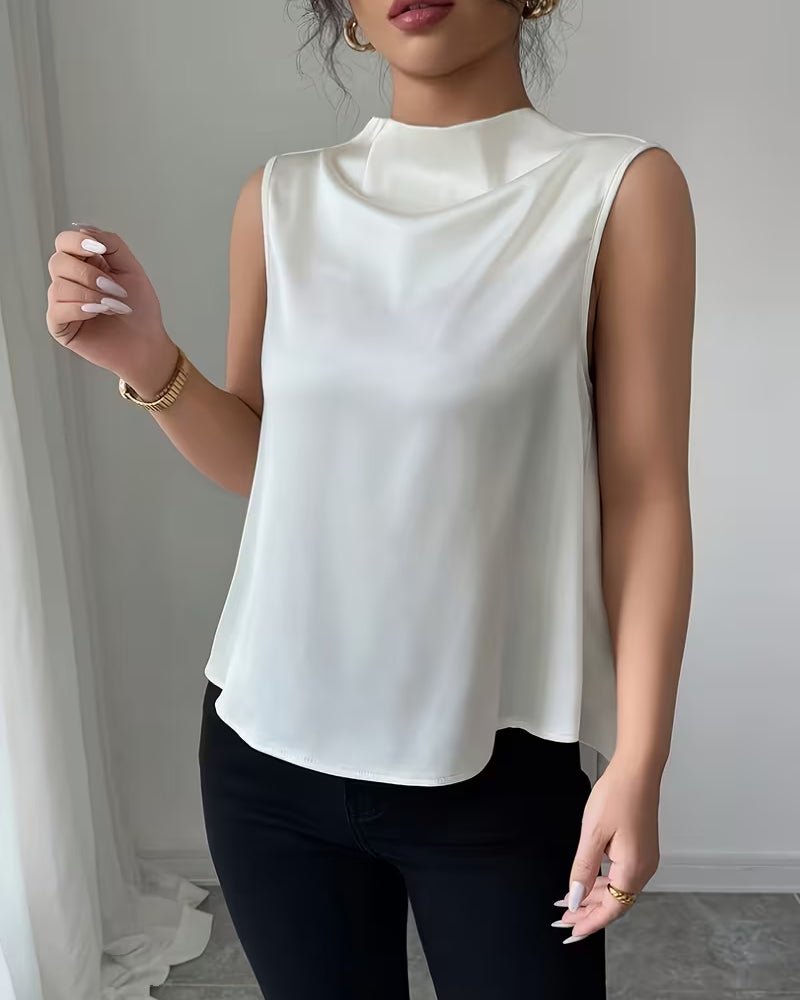 Women's Fitted Tank Top – Asymmetrical V-Back Design for Casual Use