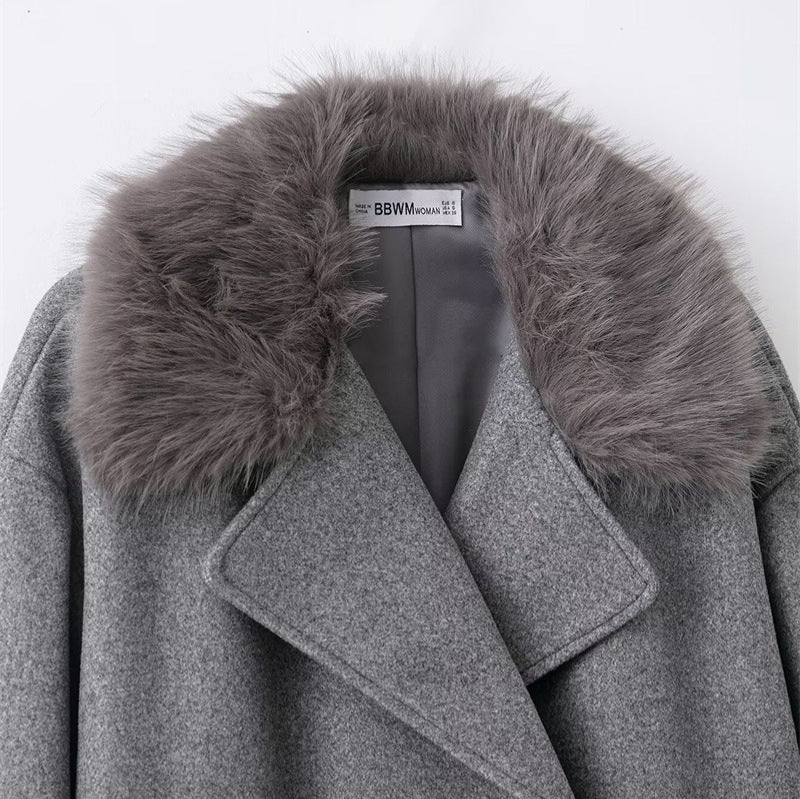 Wool Cape Coat with Wrap Collar for Women - Potter