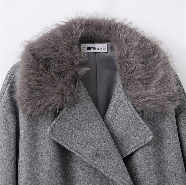Wool Cape Coat with Wrap Collar for Women - Potter