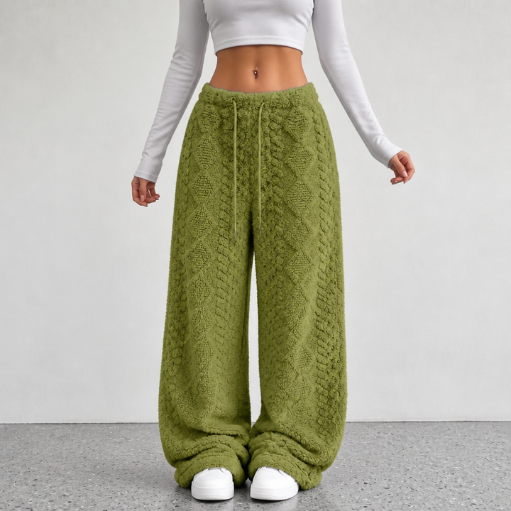 Clara Warm and Cozy Women's Fleece-Lined Pants with Wide Legs, view 6 - Elena Harper