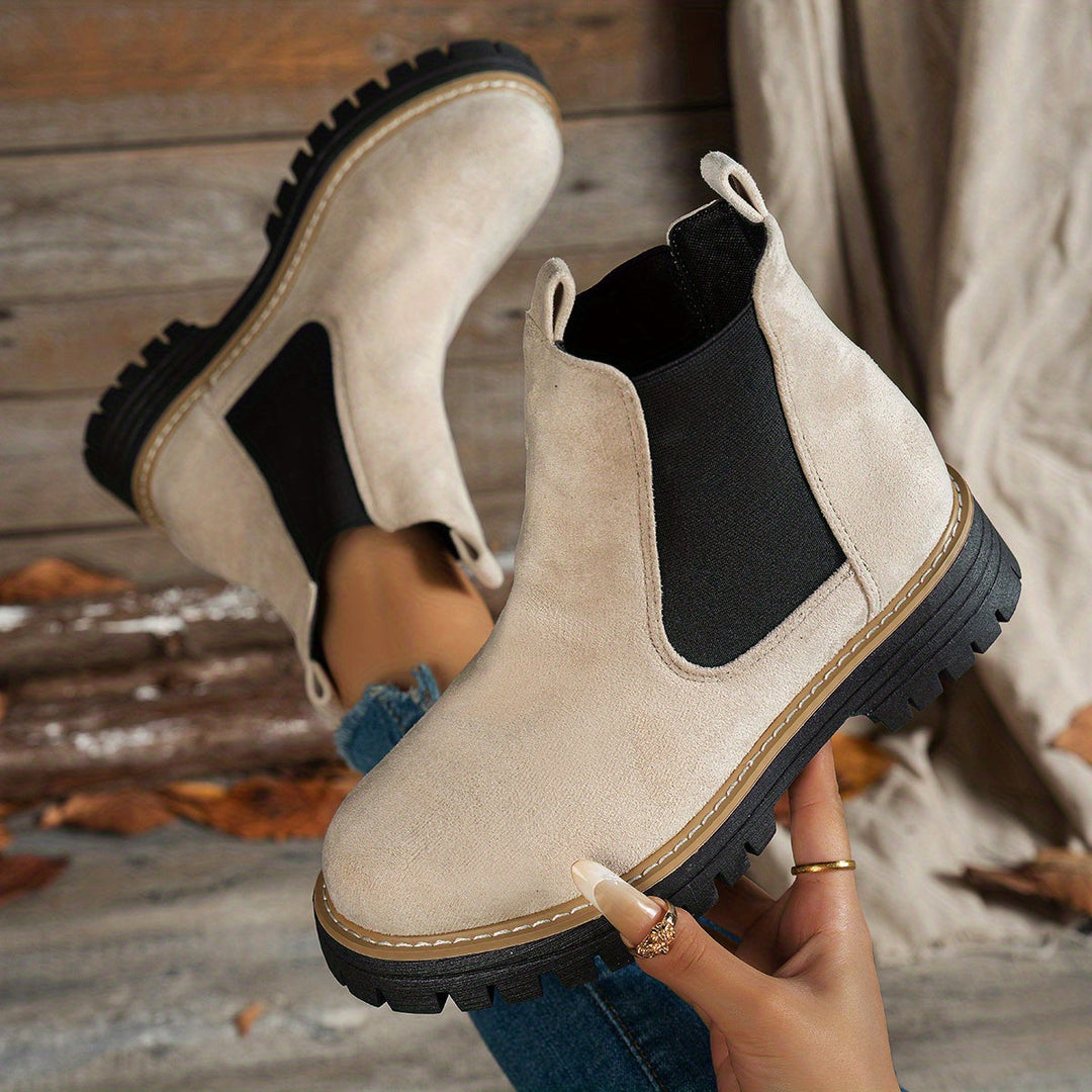 Yvonne Modern and Elegant Chelsea Platform Ankle Boots, view 3 - Elena Harper